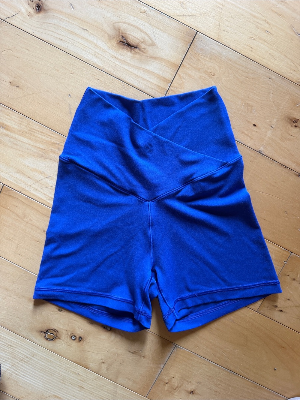 aerie Crossover High-Waist Bike Shorts - Electric Blue